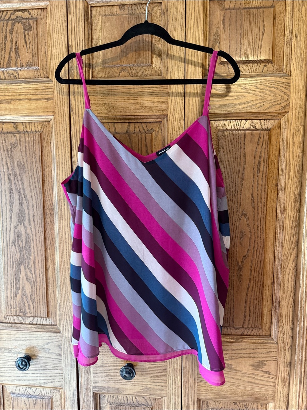 torrid Striped Sophie Cami in Fuchsia, Magenta, Navy & Light Gray